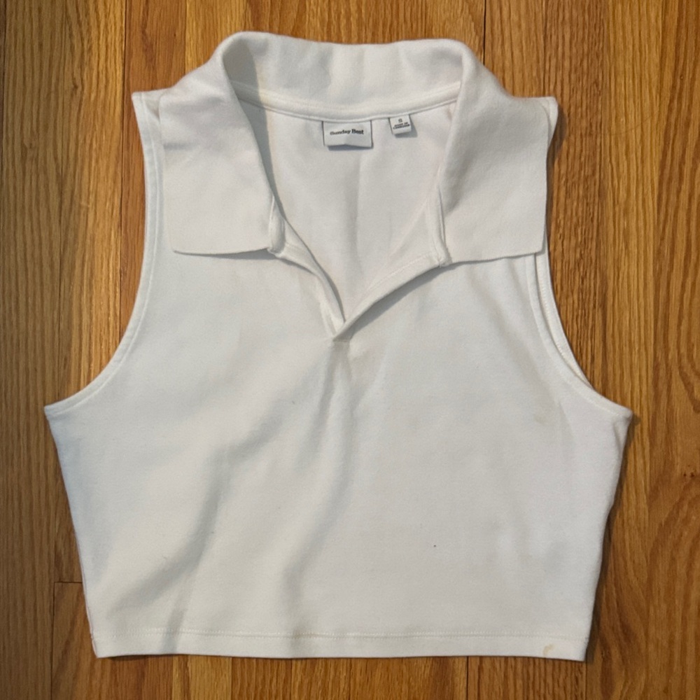 Sunday Best White Collared Tank Top
